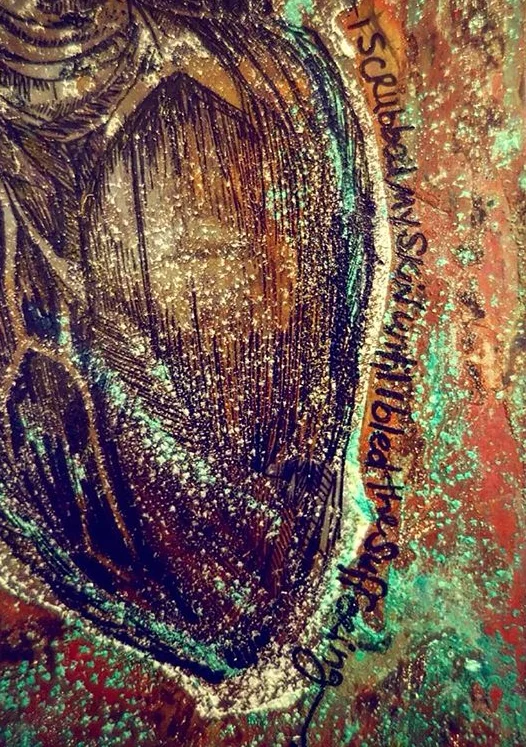 Detail of Heart Collaboration on Copper - Sold Piece from Show at Arlo Hotel to benefit Puerto Rico 