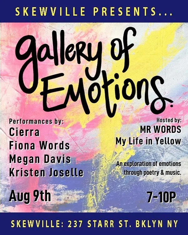 Performer Announcement!📣 
This Saturday we are excited to bring the following incredible talent to the stage at @skewville.presents:

Cierra @d.vuh 
Megan Davis @meggydavis 
Fiona Words @fionawords 

Musical performance by:
Kristen Joselle @kristenj