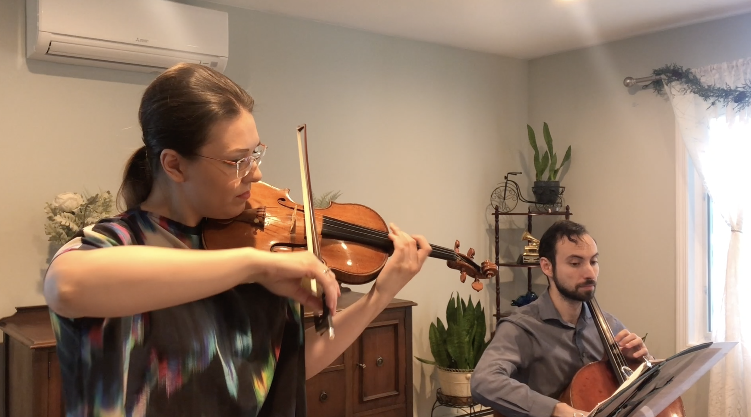 Amy Schroeder and Felix Umansky perform "Sonata for Violin and Cello Mvt. II"