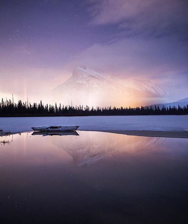 || 'Scuse me while I kiss the sky...🎶 || The light of Banff in a purple haze. Photo shared by @calsnape.