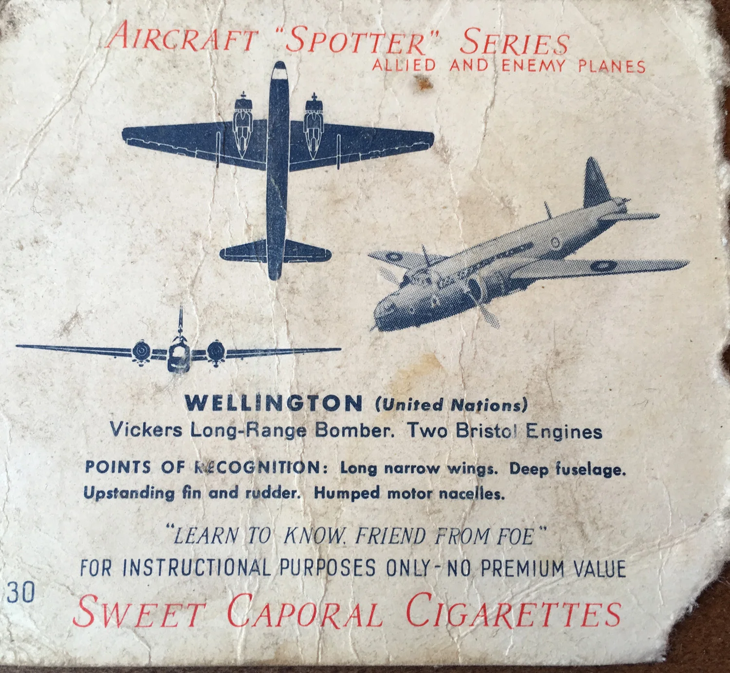 Cigarette package during WWII.