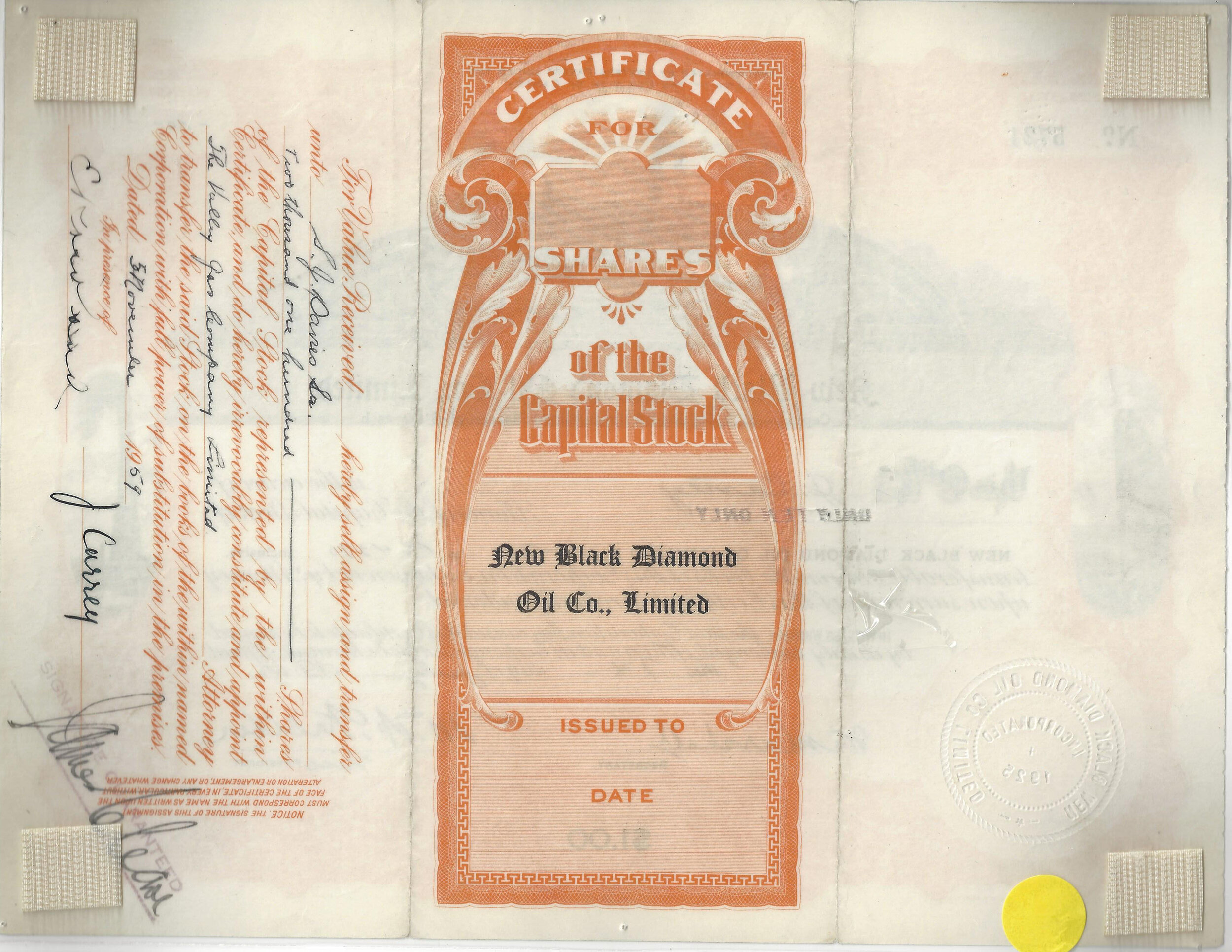 New Black Diamond Oil Co., Limited 1959  - stock certificate-2.jpg