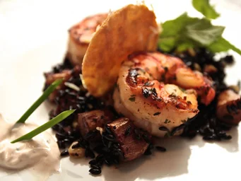 Sautéed Jumbo Tiger Shrimp with Chinese Forbidden Black Rice