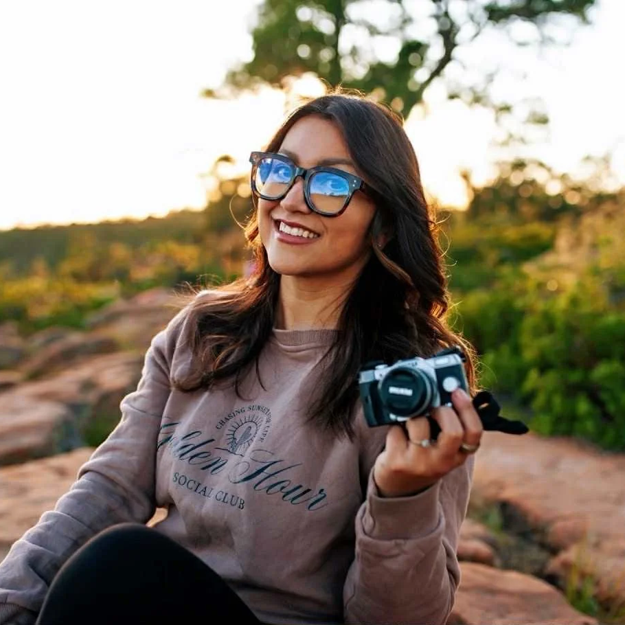 Ashley Cherry Light and Pine Photographer at the rim at sunset