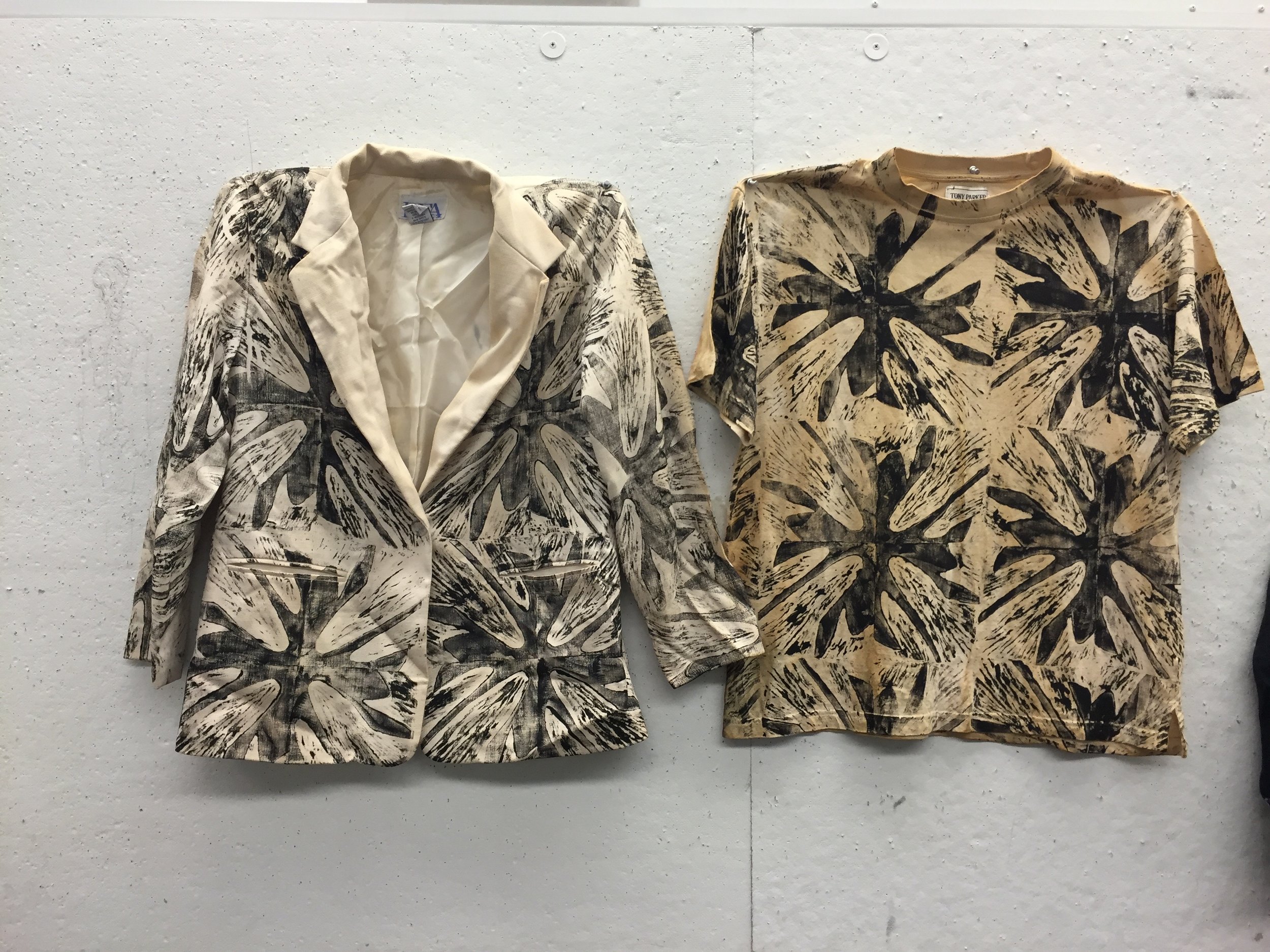 Two garments from the line printed by Audrey Eyman