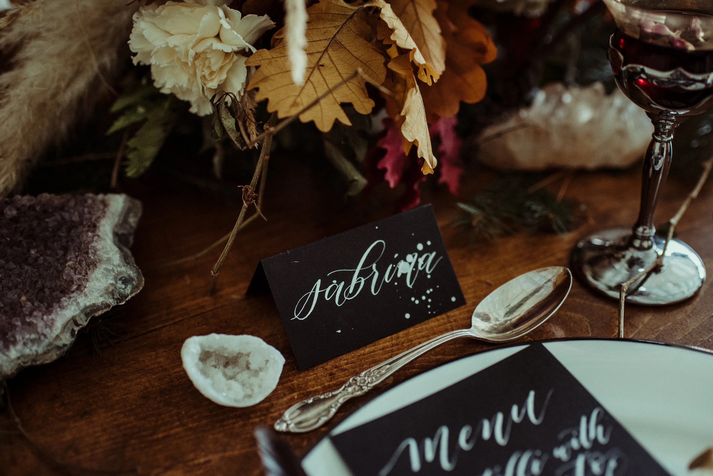 Closeup of Calligraphy Place Card