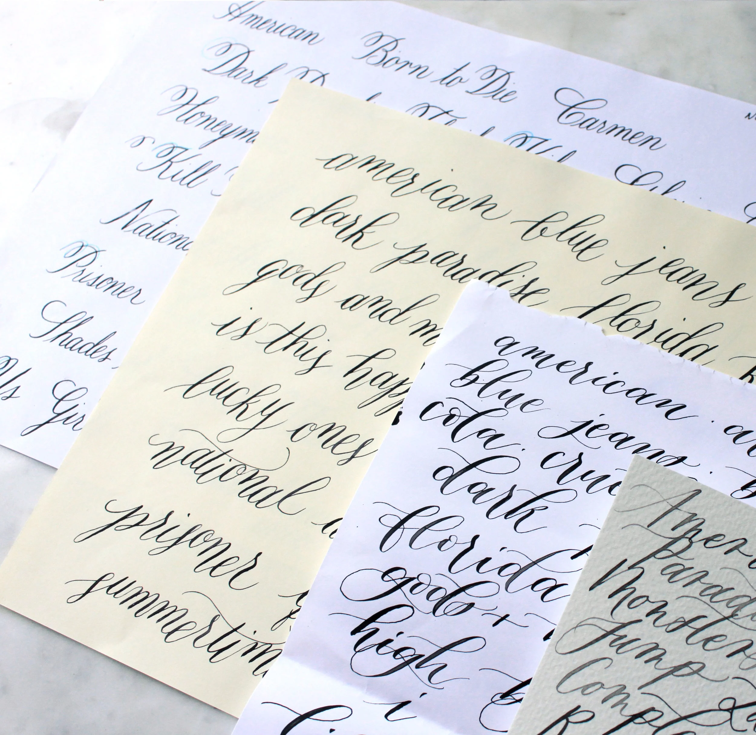 From Left to Right - Lana Del Rey Song Title Alphabet done in 2015, 2016, 2017, and 2018