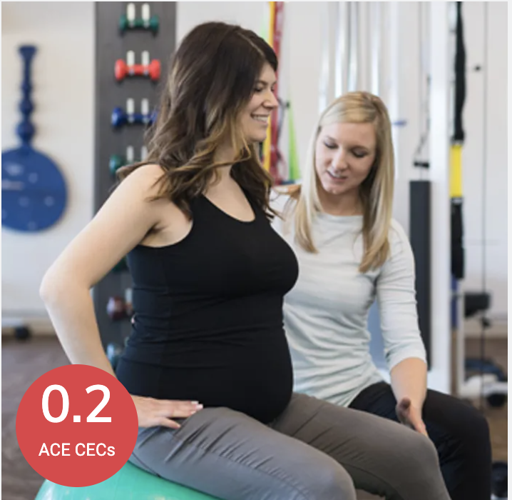 Pregnant woman sitting on exercise ball