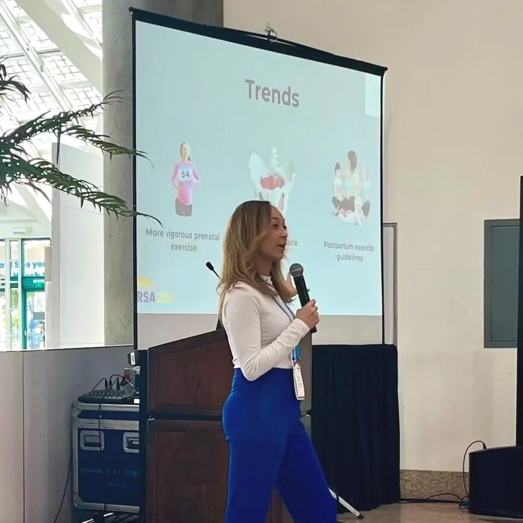 Ashley Reid presenting on maternal exercise trends