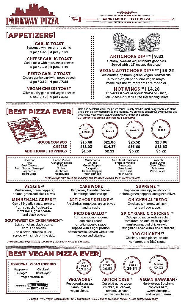 Menu — parkway pizza