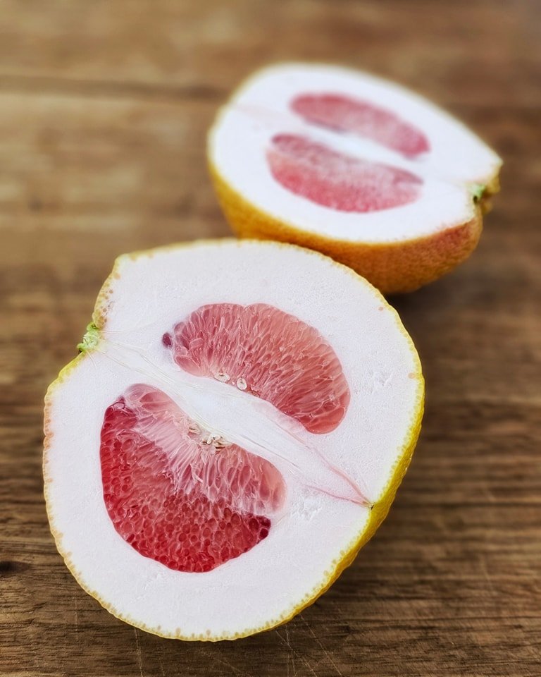 My tiny grapefruit tree, planted with more hope than horticultural know-how, just gave us its very first harvest&mdash;and look at the size of this beauty (well, you can't tell, but they are huge!)! I wasn&rsquo;t expecting fruit this season, let alo
