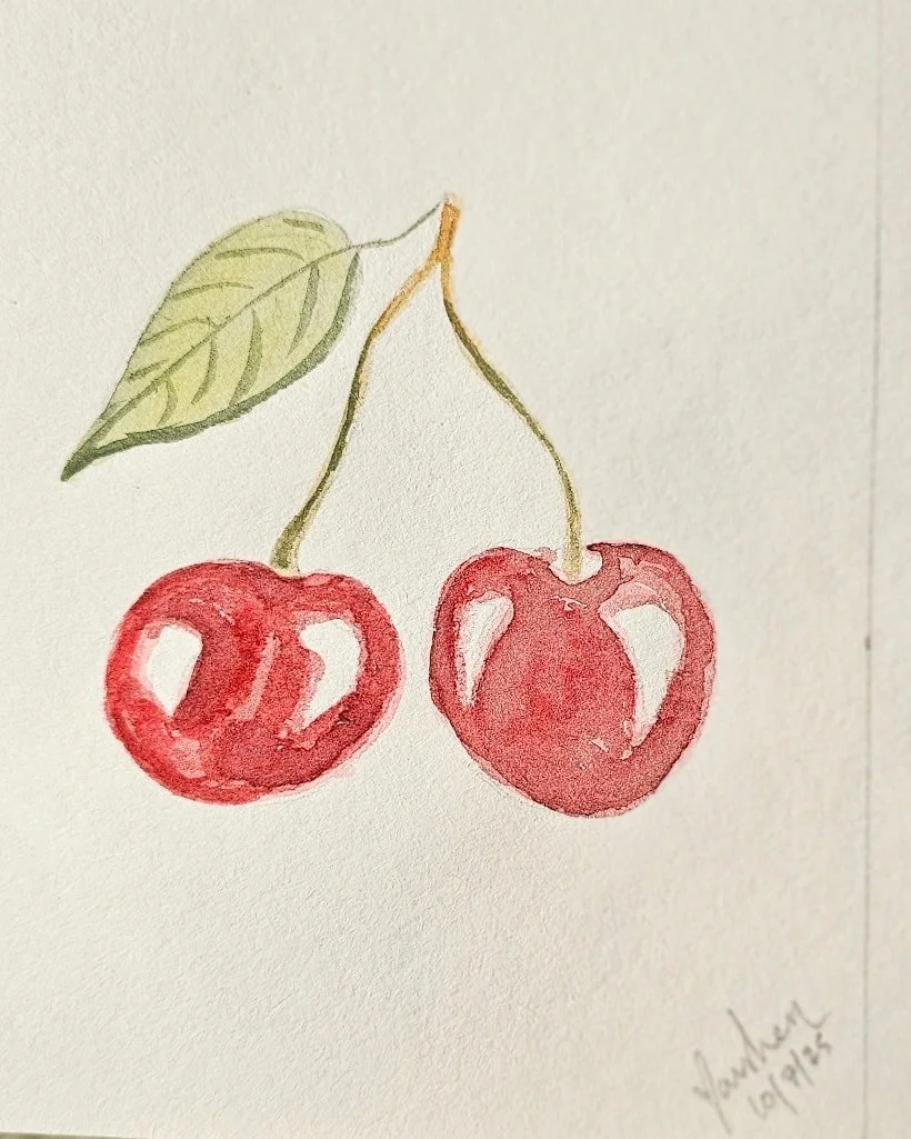 Cherries.

#watercolourfruit
#paintingfruit