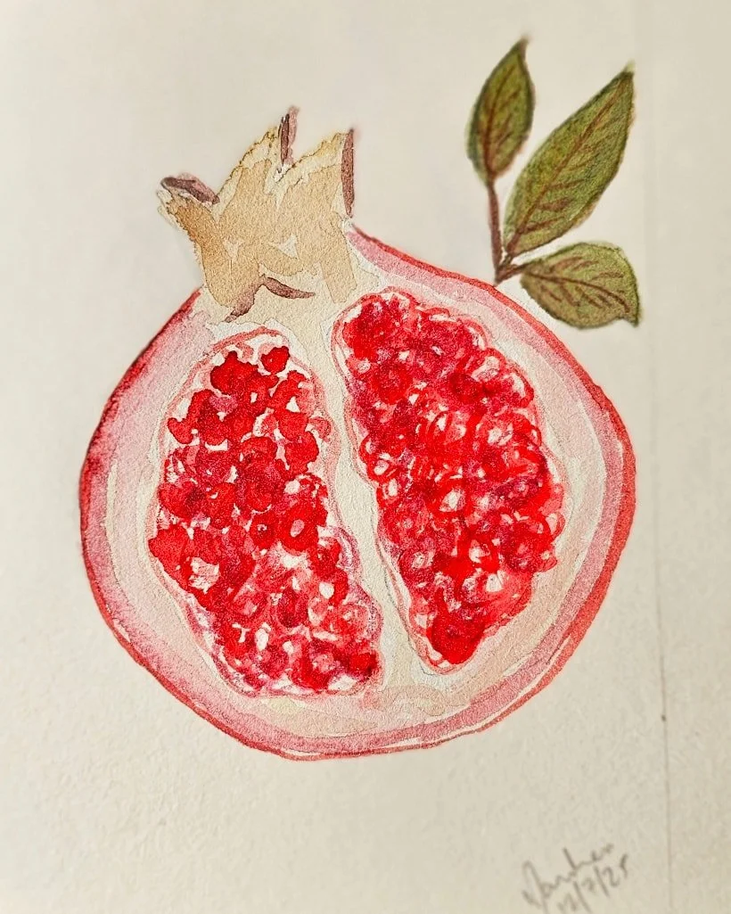 Pomegranite. Fruit of Paradise.

#watercolourfruit
#paintingfruit