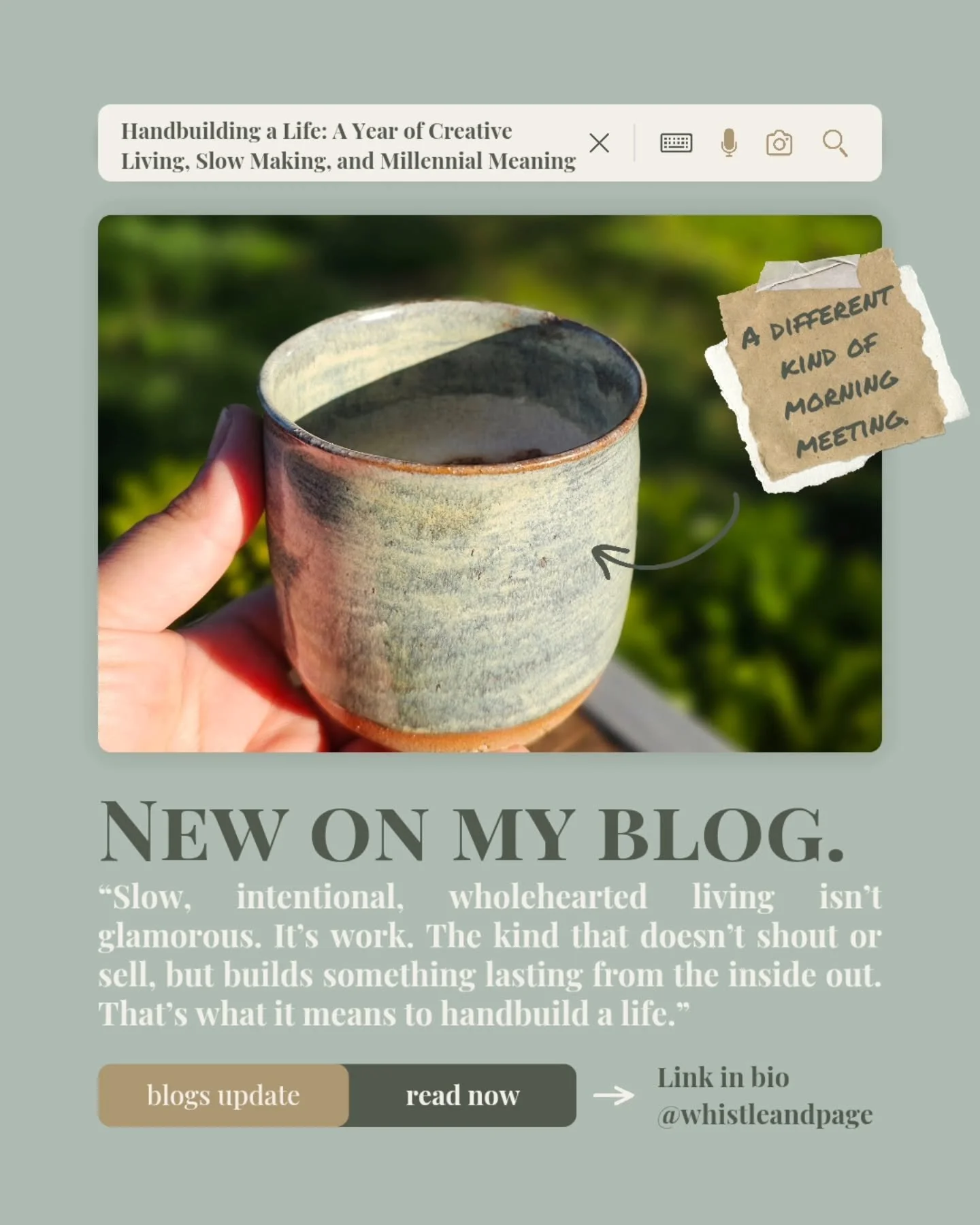 Once upon a millennial meltdown&hellip;
I swapped fluorescent lights for open skies, performance reviews for pottery wheels, and endless emails for early morning coffee on the deck.

This isn&rsquo;t a glow-up reel. It&rsquo;s a handbuilt story &mdas