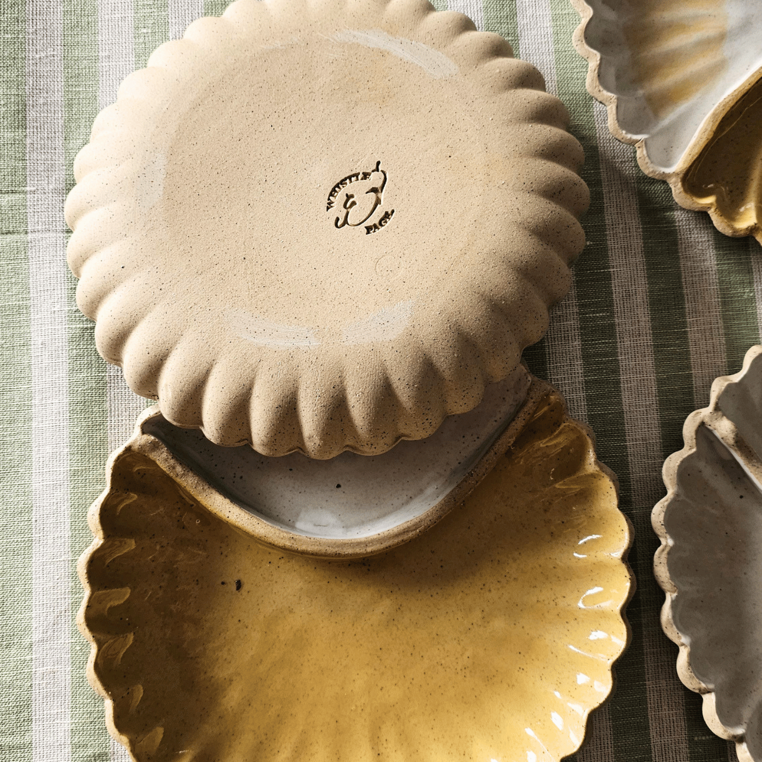 Artisan pottery plate for snacks and dips