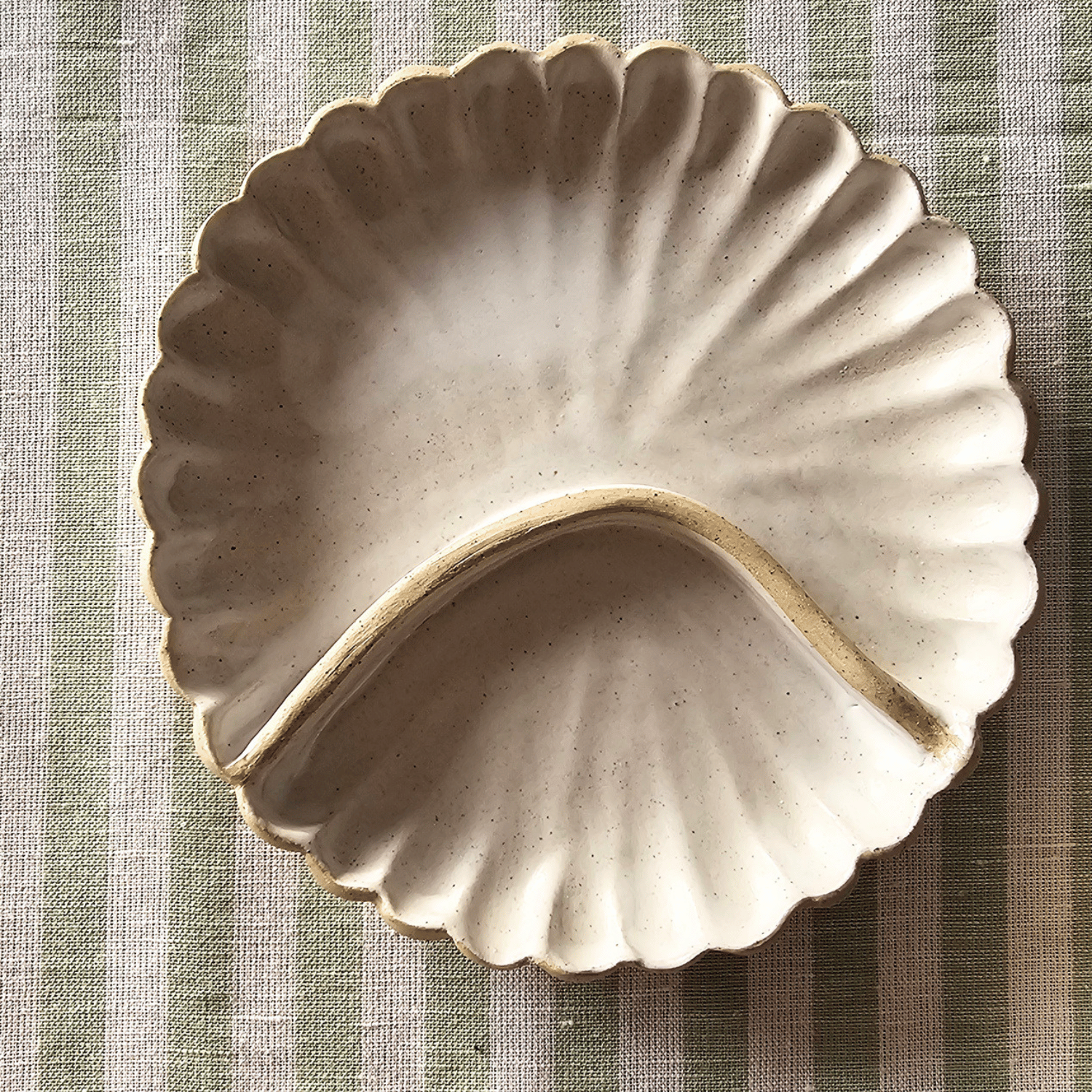 Handmade divided pottery grazing plate