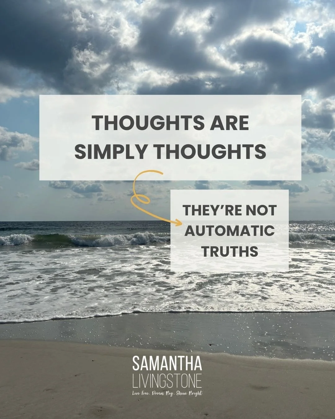 Having a thought does not make it true.⁠
⁠
Believing a thought gives it power.⁠
⁠
Do we automatically believe what shows up?⁠
⁠
Do we hold onto it as truth?⁠
⁠
Or&hellip;⁠
⁠
Do we notice the thought, create some space, and consider another story?⁠
⁠

