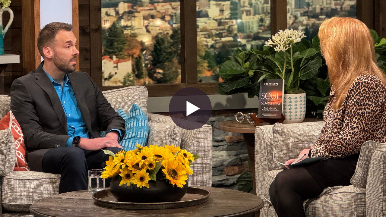 Bill Philipps appearing on AM Northwest television, discussing spirit communication and his book Soul Searching.