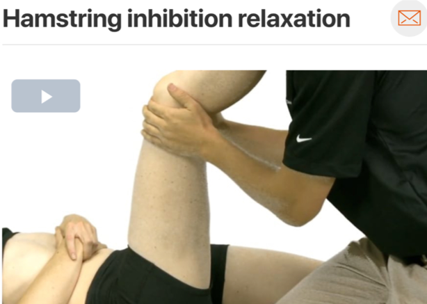 Treatment of hamstring strains depends on the how acute the strain is and/or the irritability of the patient. Early on, inhibition of the hamstrings group should be priority rather than stretching. As the patient progresses, eccentric loading to the hamstrings (if tendinopathy present) and especially gluteal strengthening should be considered! ( Click the image to watch 1-2 minute video )