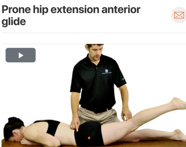 If you suspect labral pathology consider assessing your patient for an anterior humeral movement fault. If the head of the humerus more readily glides anteriorly this can cause excessive stress to the anterior portion of the labrum. Prone hip extension is one way the therapist can assess for anterior humeral glide. ( Click image to watch 1-2 minute video )