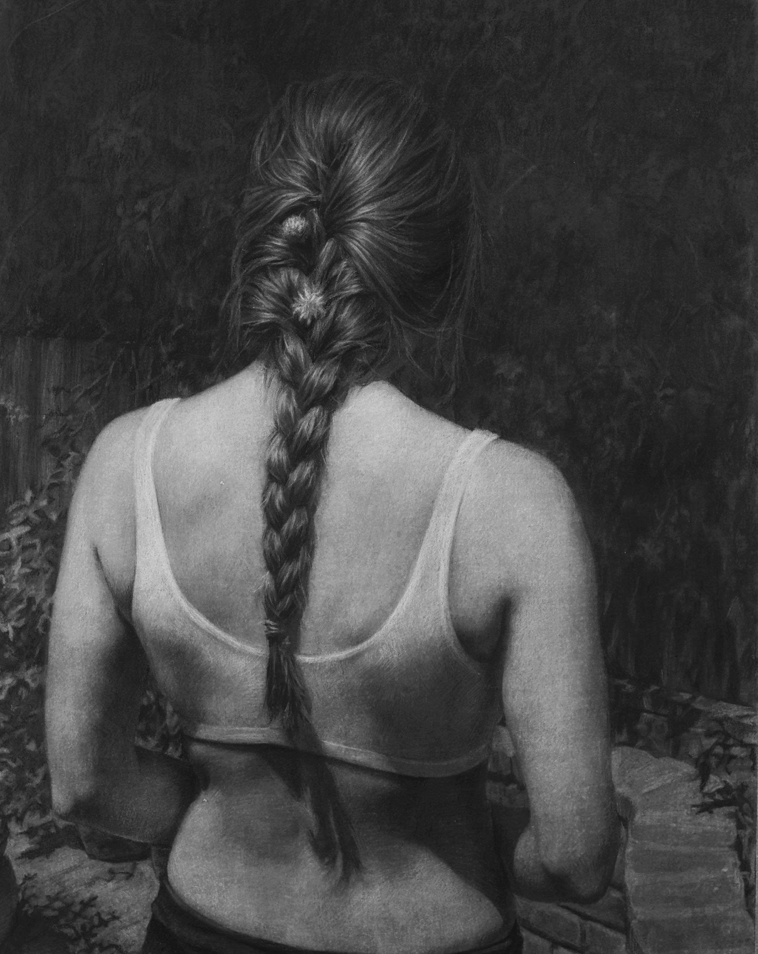   Sister , 14” x 18”, charcoal on paper 