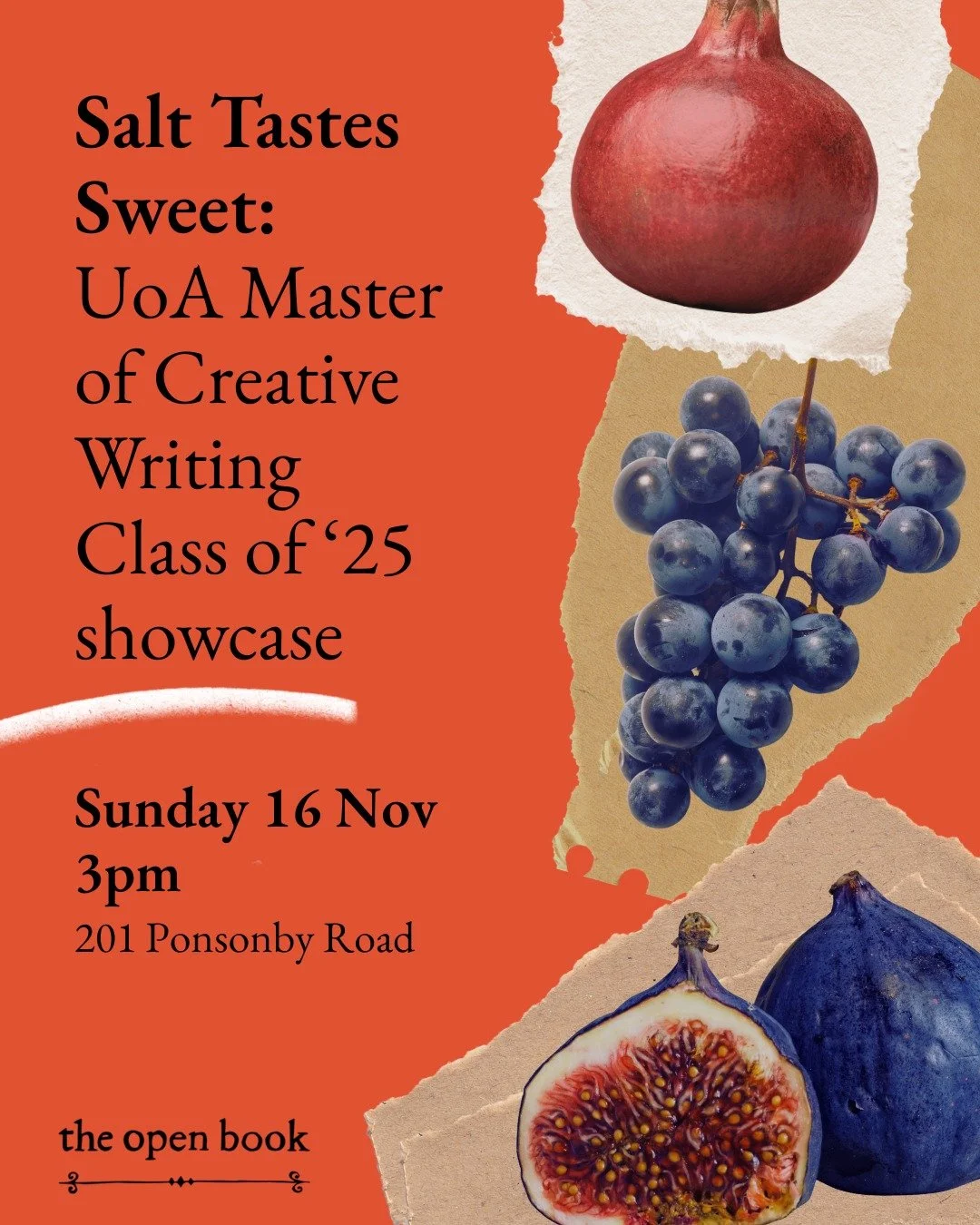 Dark comedy, chilling encounters and blazing hellfires. Come and enjoy some poetry and novel excerpts from five writers from the 2024&ndash;2025 cohort of the University of Auckland's Master of Creative Writing.

Among the line up of readers is Conno