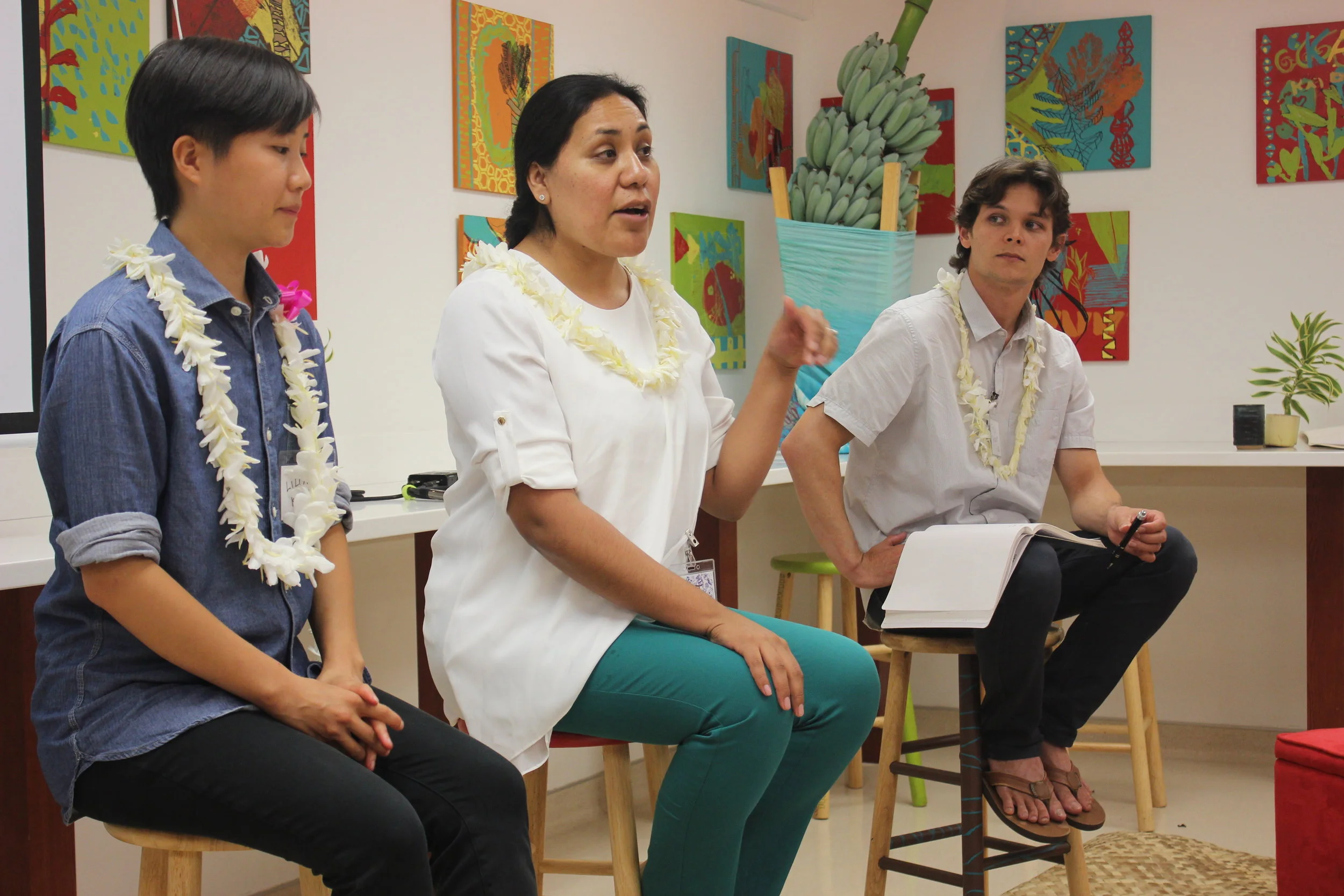 Presenter panel, left to right: Lilian Kong; A-dae Romero-Briones; Frederick Reppun