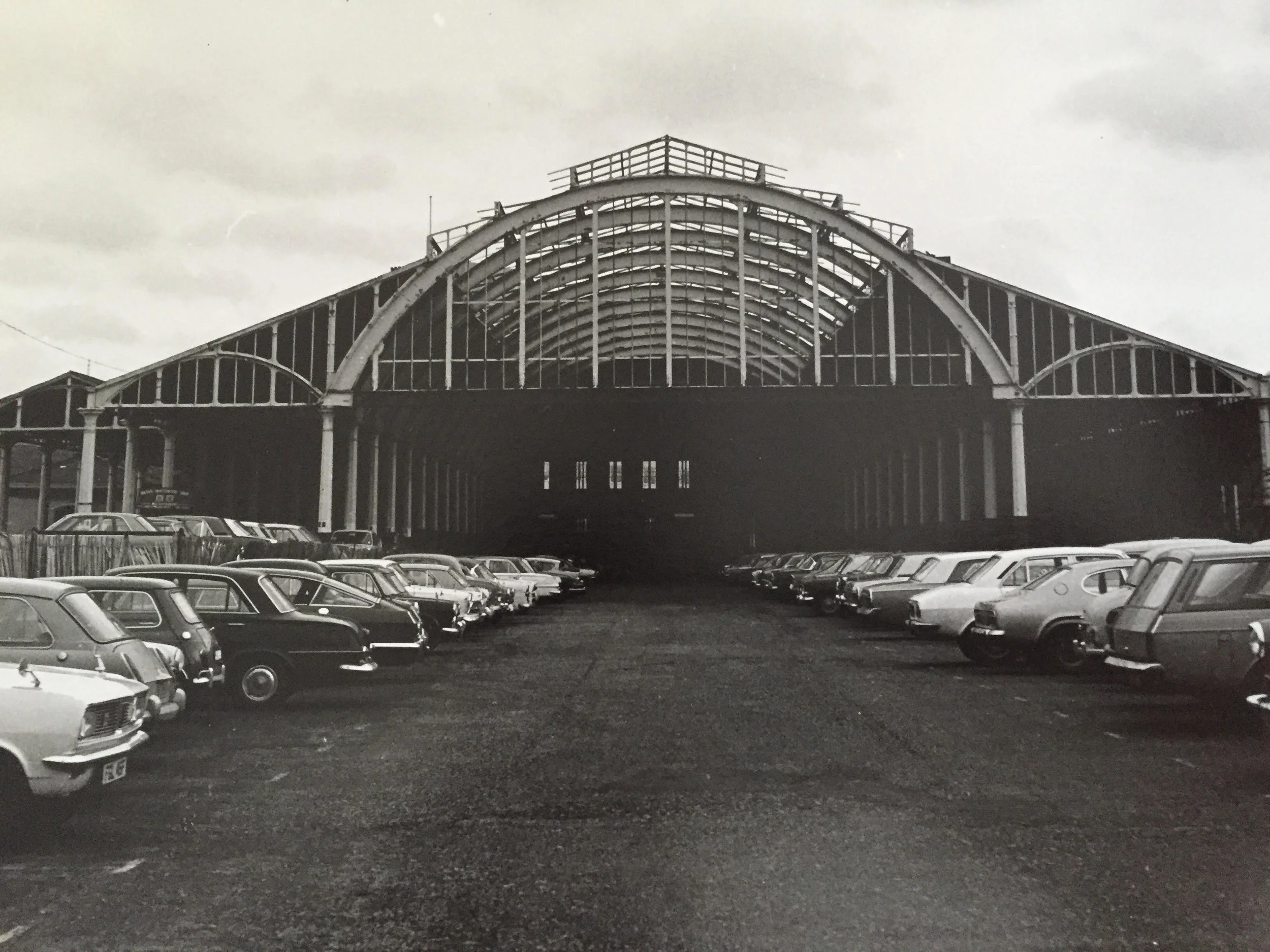 Reverse view, approaching the station. Green Park Station, Bath before the redevelopment during the 1970s.