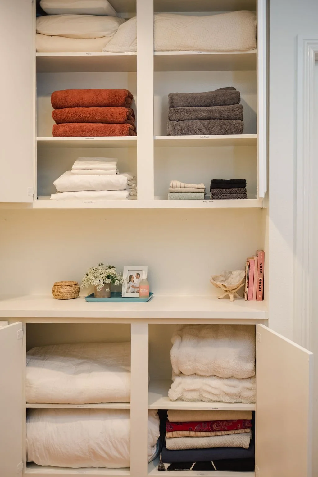 Organized closet created by a Los Angeles home organizer