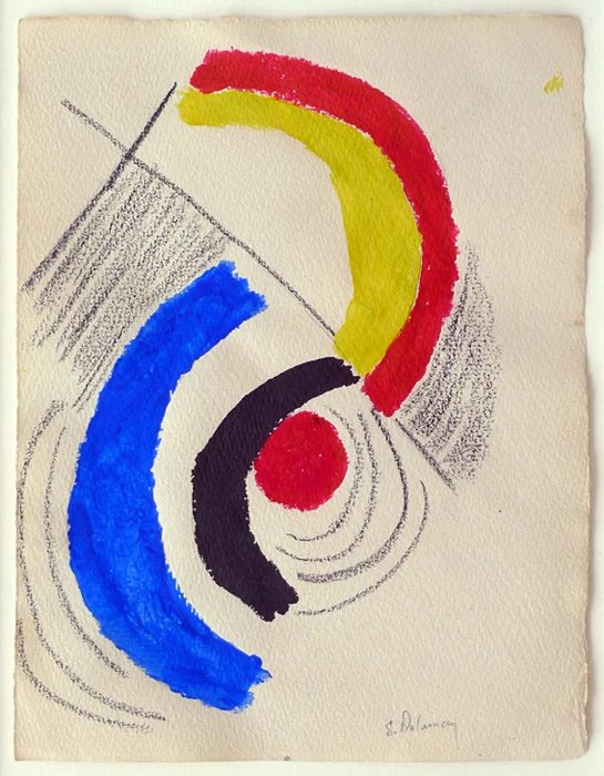 Sonia Delaunay-Terk : Rythme, 1964, gouche, signed 9 x 7 inches