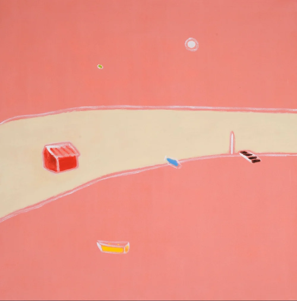Pat Service : Peach Square, 2007, acrylic on canvas, 48 x 48 inches