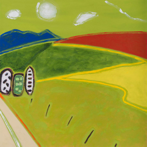 Pat Service : Three Trees, 2015, acrylic on canvas, 42 x 42 inches
