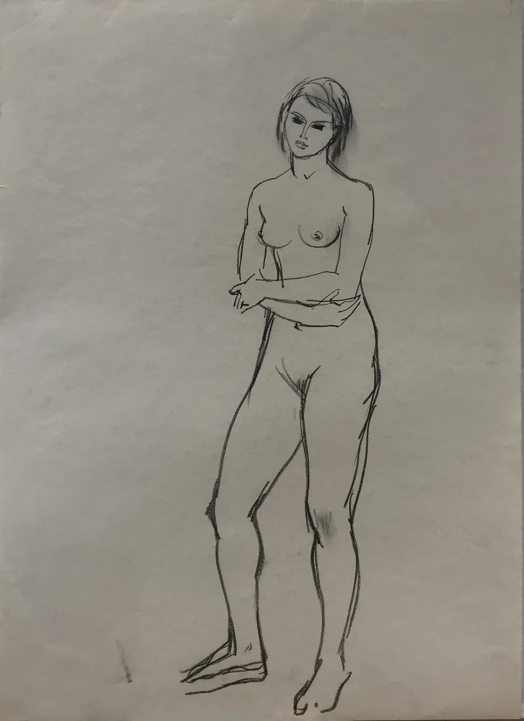 Rene Marcil : Untitled (nude), charcoal on paper