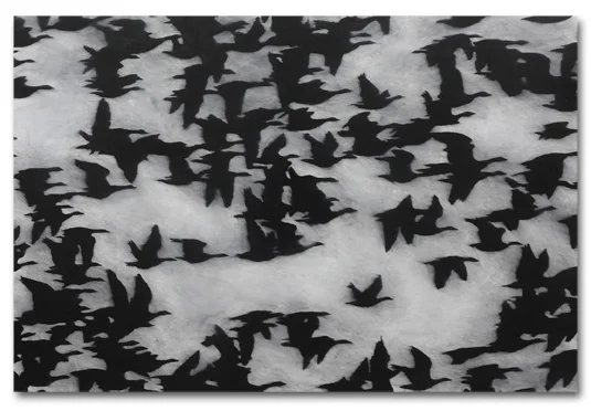 Eberhard Ross : Flight (05509), oil on dibond, 39 x 59 inches
