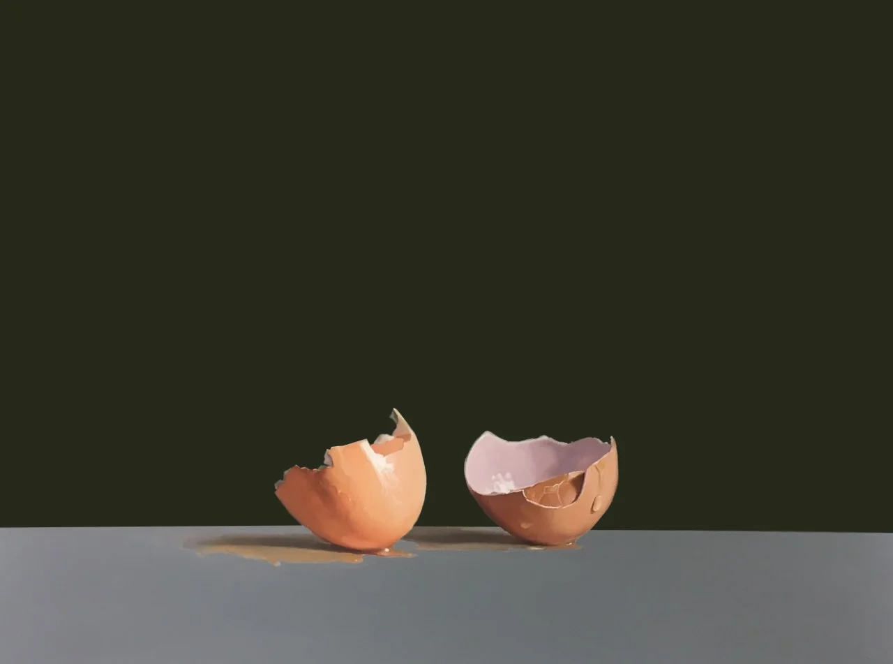 Tritan Braho : Eggshells, 2018, oil on canvas, 30 x 40 inches