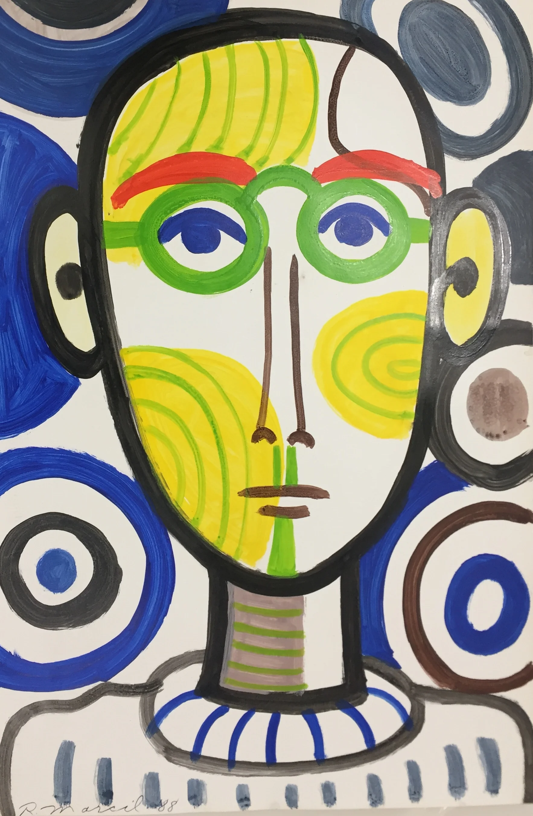 Rene Marcil : Untitled, 1988. gouache on paper, 47 x 31.5 inches
