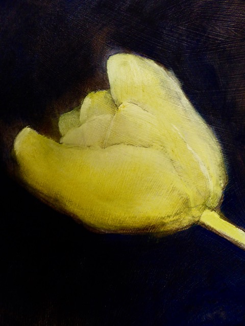 Detail of 'Yellow Tulips, Blue Stripey Jug'