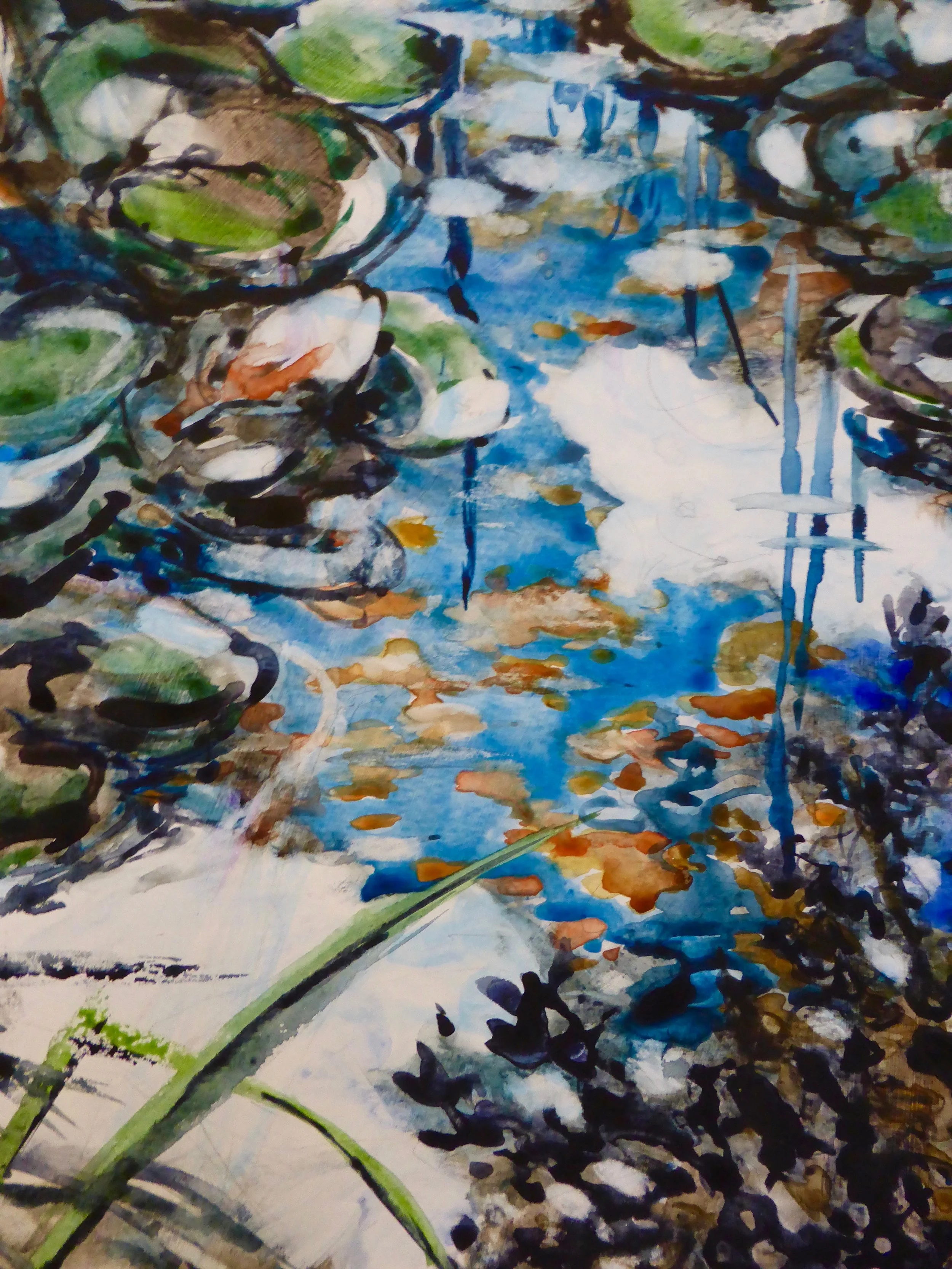 Clouds on Pond watercolour on paper
