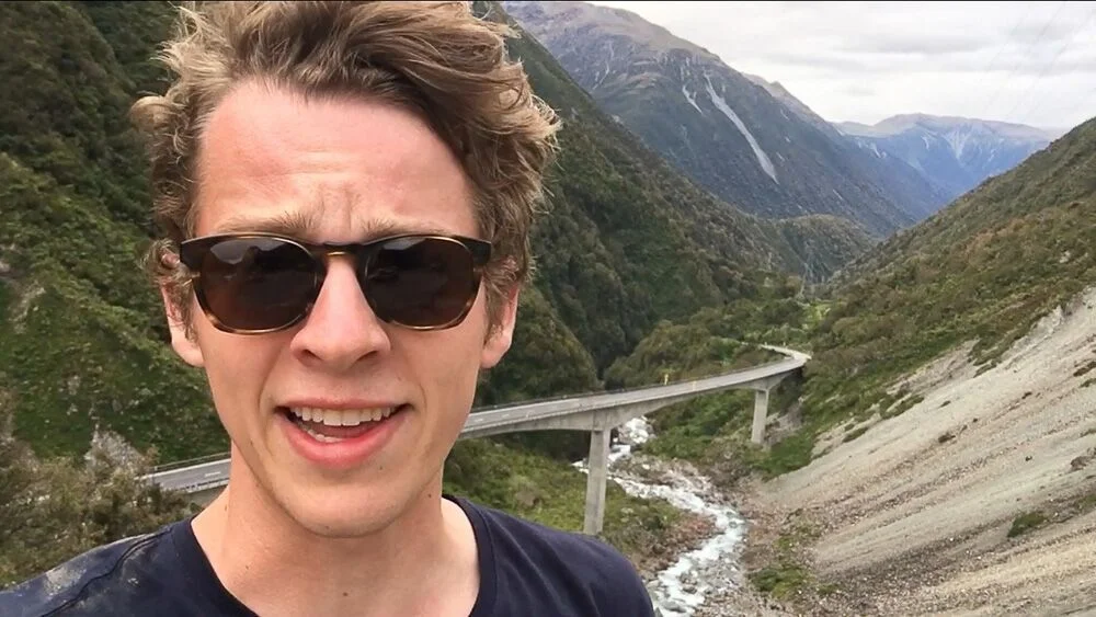 Erik captures a photo from the Otira Viaduct Lookout in New Zealand