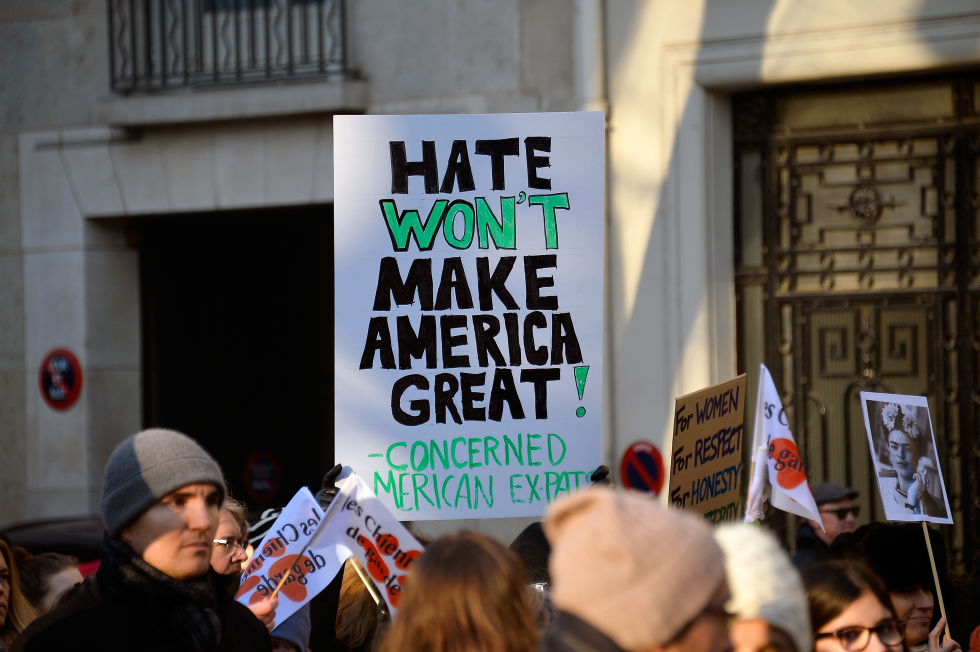 "Hate" and "great" give this slogan rhyme and contrast. © Getty