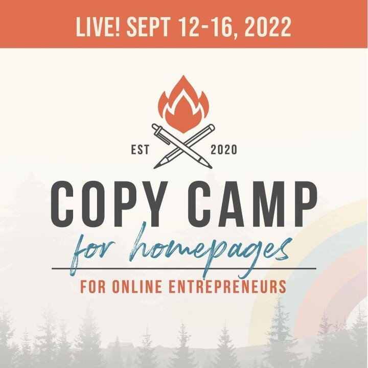 Copy Camp for Homepages

Learn how to create a heart-centered homepage (or single-page website) that clearly communicates warmth, credibility, and value to your ideal clients.
JOIN US LIVE! SEPTEMBER 12-16, 2022

Register now: https://training.paraph