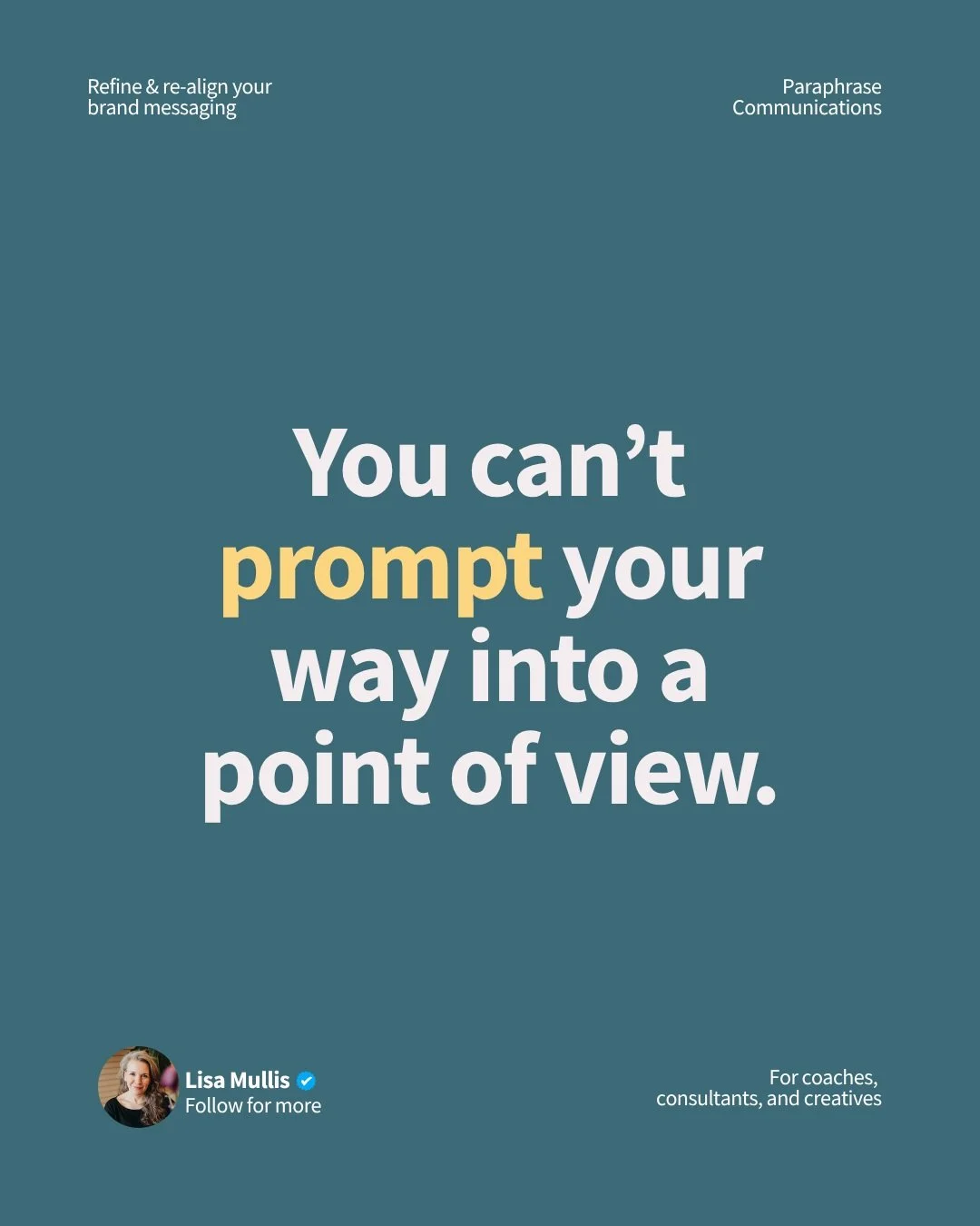 AI can make an argument sound stronger, generate twenty angles on the same idea, tighten your wording, and make you sound more sure of yourself than you feel. 

❌ What it can't do is decide what you believe before you've decided that yourself.

This 