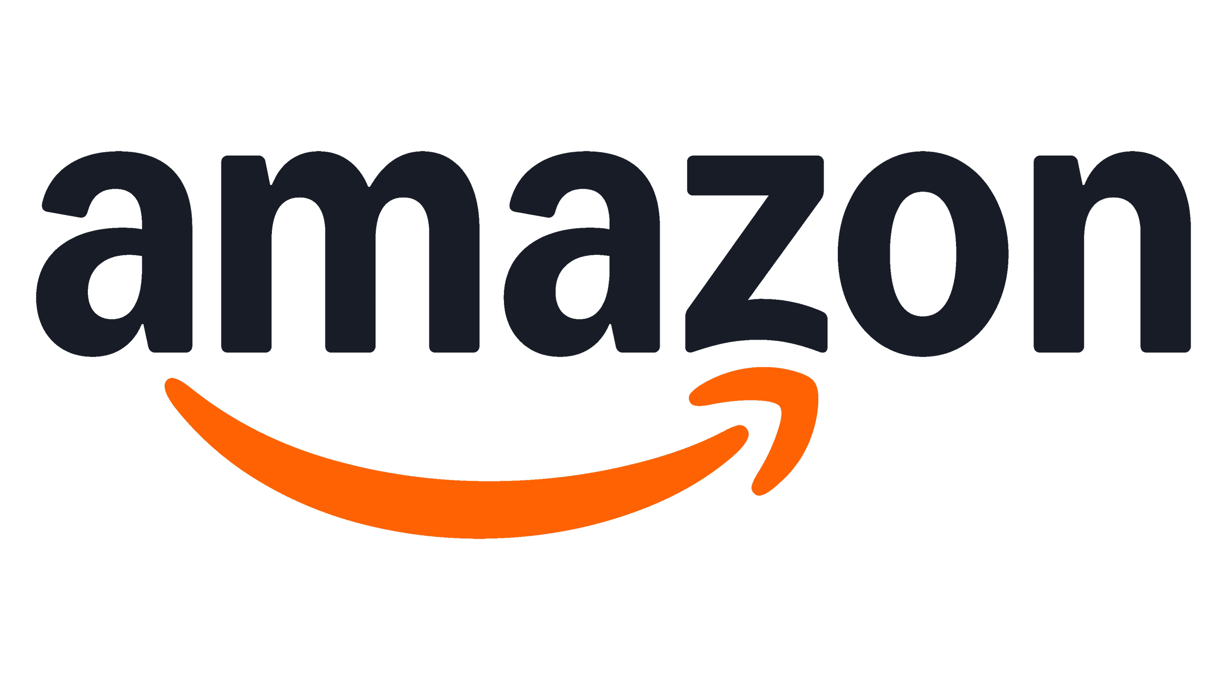 Amazon logo featuring black text with orange smile arrow underneath
