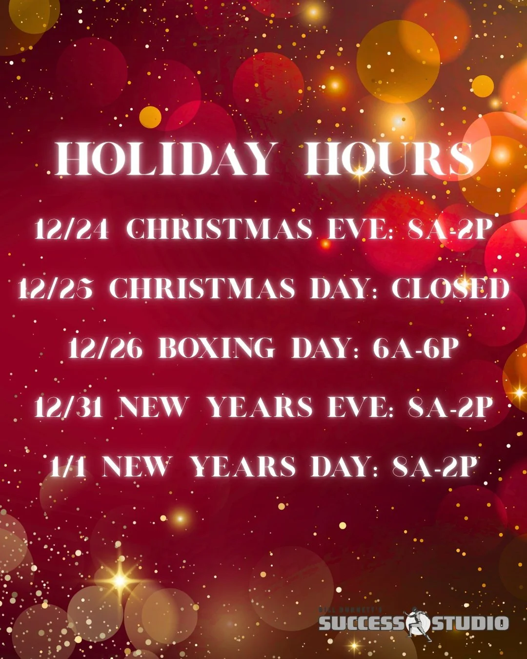 Mark your calendars: Holiday Hours at our Ivy Road location

We are operating on an altered schedule the following days

12/24 8a-2p
Christmas Day: CLOSED
12/26: 6a-6pm
12/27: 8am-2pm
New Year's Eve 12/31: 8am-2pm
New Year's Day 1/1: 8am-2pm

See you