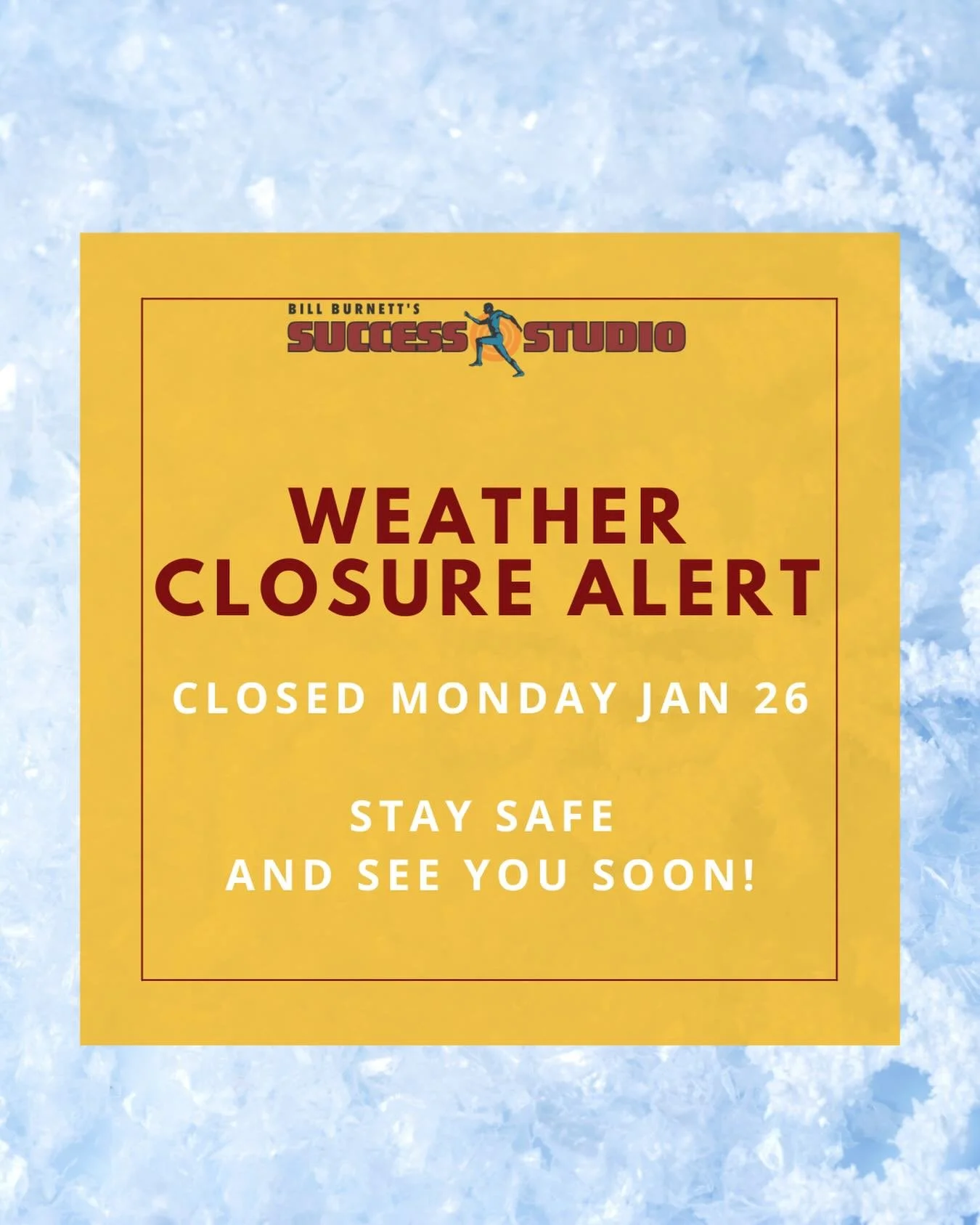 We are closed tomorrow Monday January 26- stay safe and warm BBSS fam! 

We can't wait to see you when we're back in action