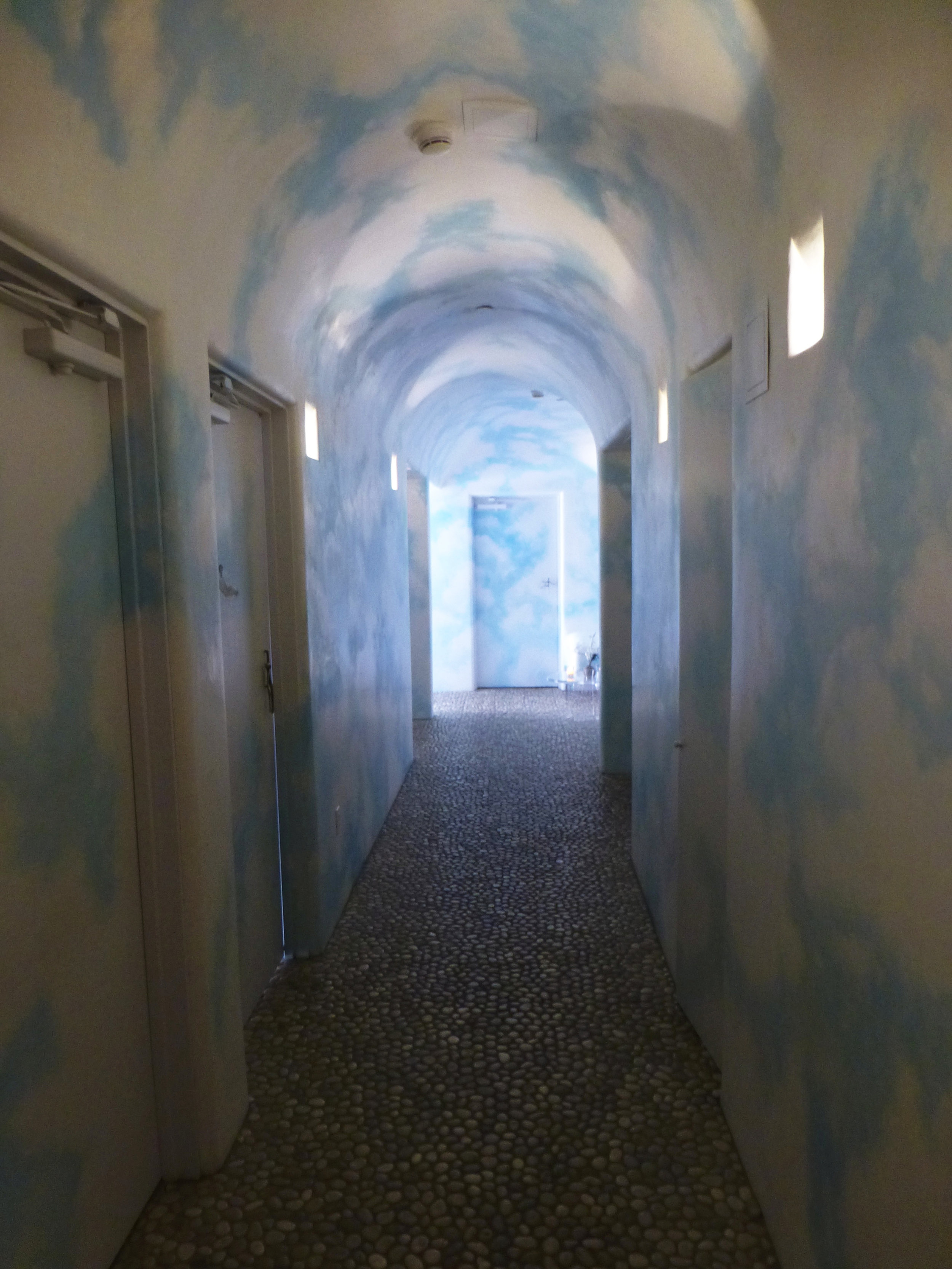 Spa interior painted with clouds