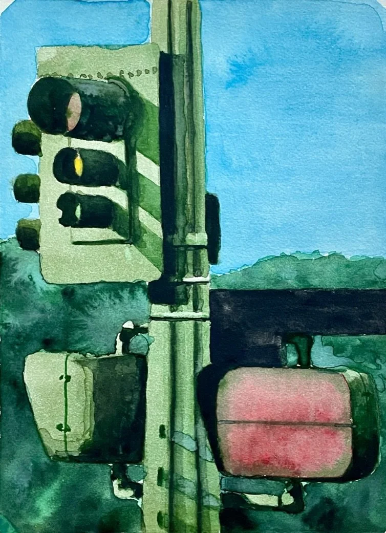 "Do Not Walk" Pasadena, California.  original watercolor