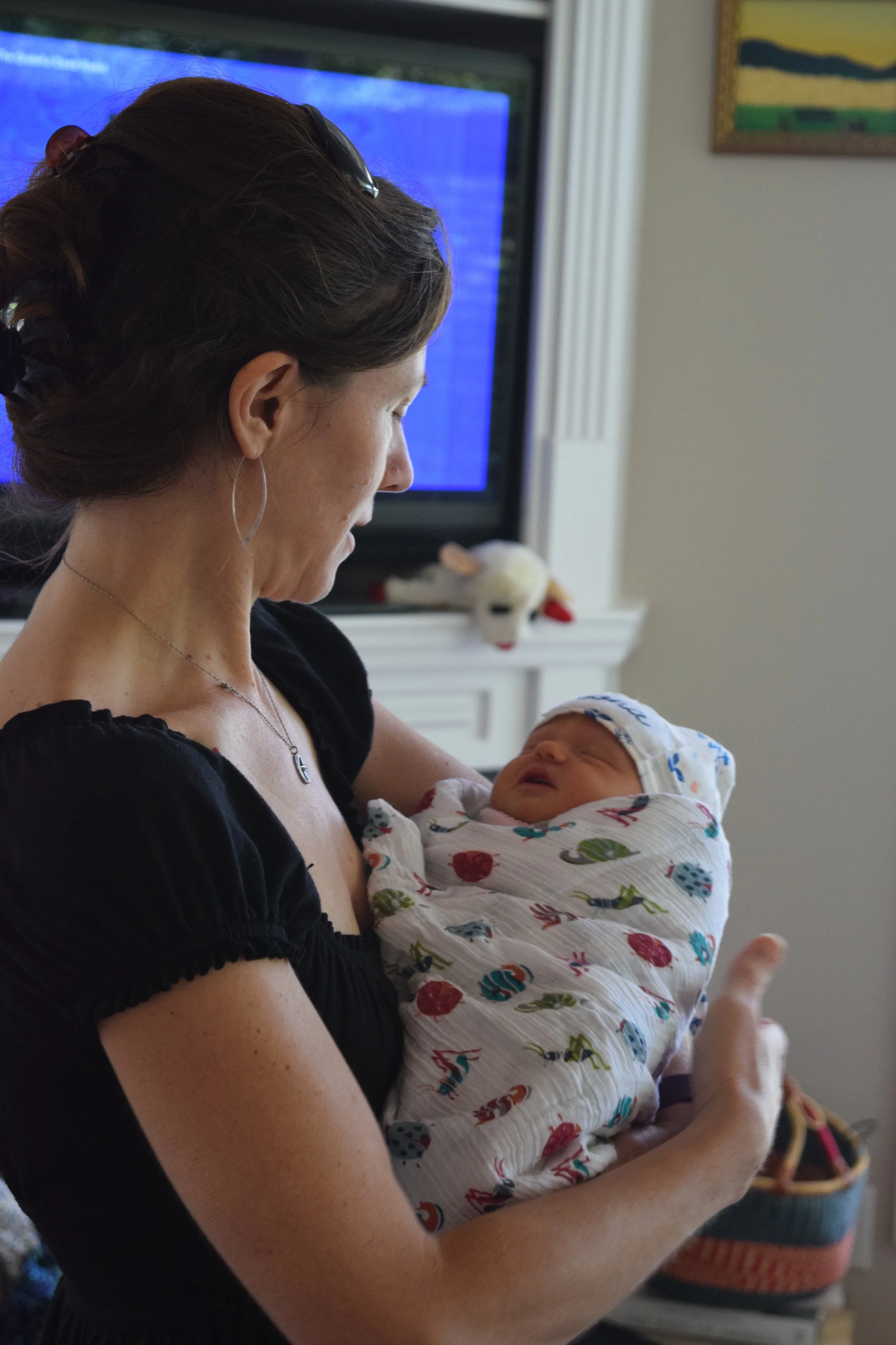 Allison Rollans with newborn baby Cora, 24 hours old.
