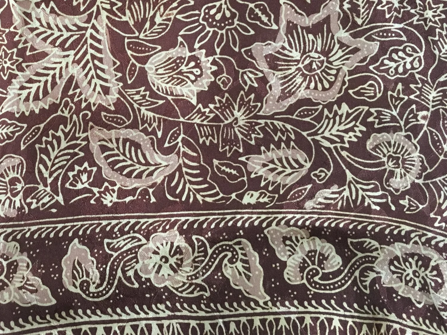  Silk batik from my own stash, bought while I lived in Jakarta and awaiting the inspiration to make it into something. 