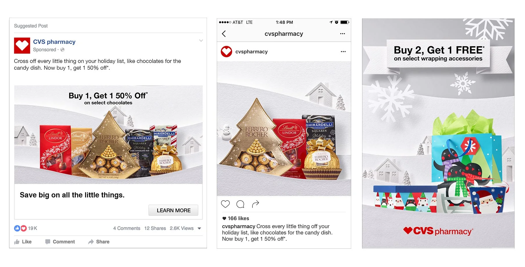 Facebook, Instagram and Pinterest